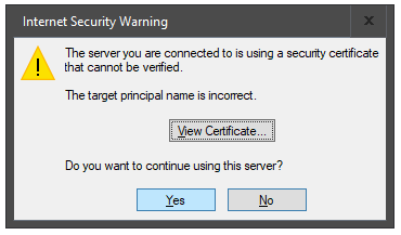 Please click "Yes" for the certificate pop-up.